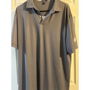dunhill Links XL Gray Check Polo Shirt Men's Embroidered Logo Short Sleeve